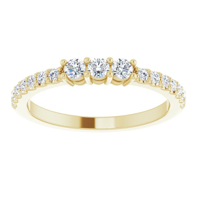 0.37 ct. Round Cut Diamond Wedding Band 3 Stone Style Anniversary Ring-VIRABYANI